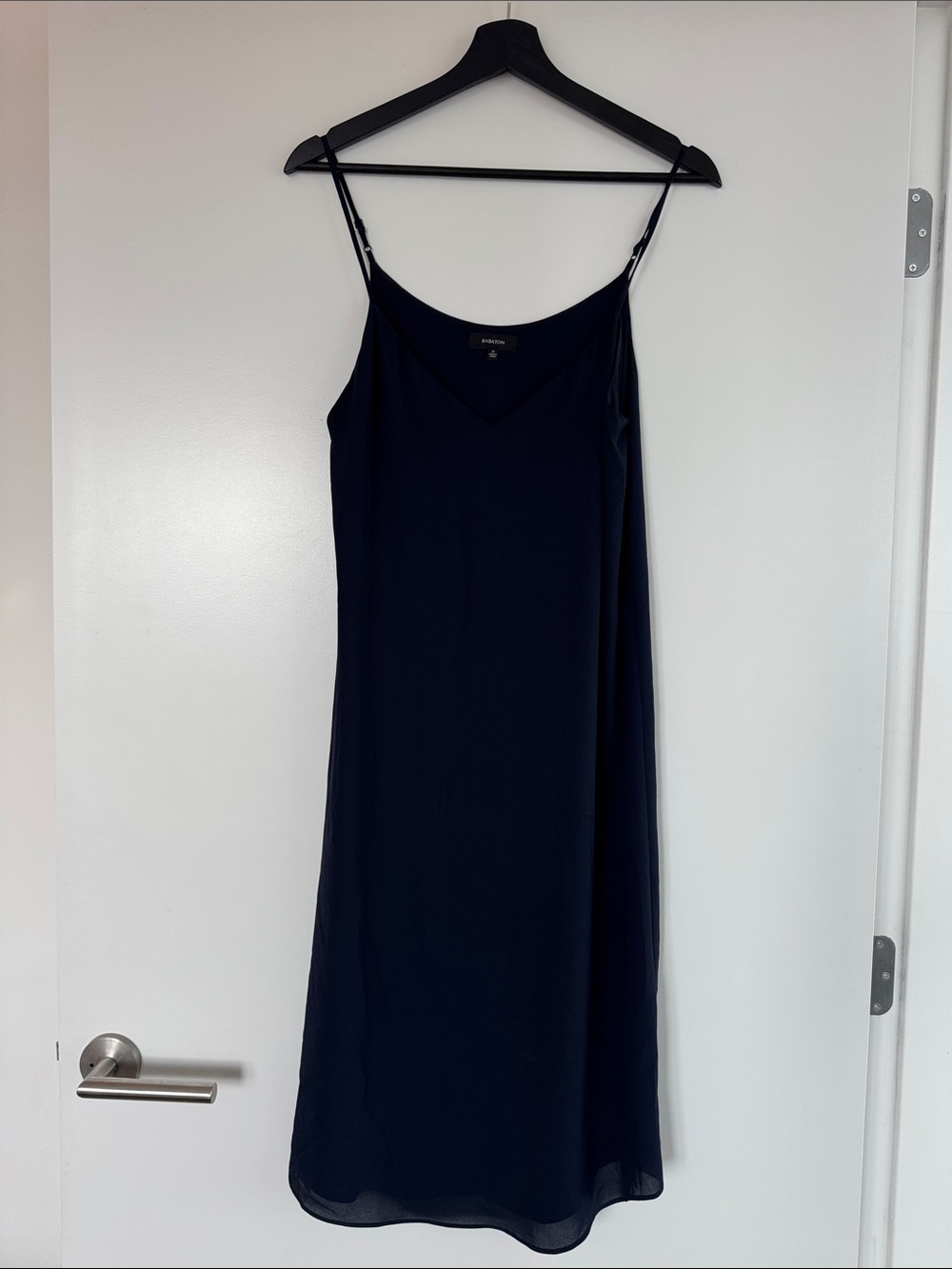 Navy Babaton Slip Dress with Spaghetti Straps